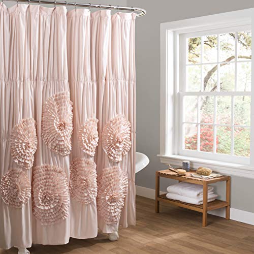Lush Decor Serena Shower Curtain, 72" W x 72" L, Blush -Ruffled Bathroom Curtain - Pink Fabric Shower Curtains - Coquette Decor - color: Blush