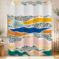 No Hook Shower Curtain with Snap in Liner Set FYLX00225 - color: Leopard Stripe Wave