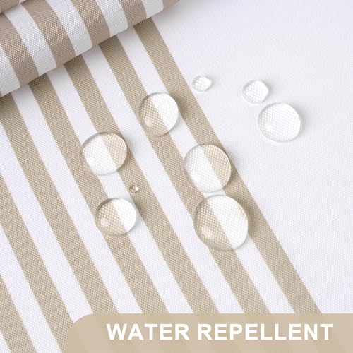 AmazerBath Beige Shower Curtain, 72x72 Washable Cloth Neutral Light Tan Shower Curtain with 12 Hooks, Fabric Khaki and White Striped Set, Farmhouse Bathroom Shower Curtain - color: A- Khaki Stripe +12 Metal Hooks, size: 72"W x 72"L (Pack of 1)