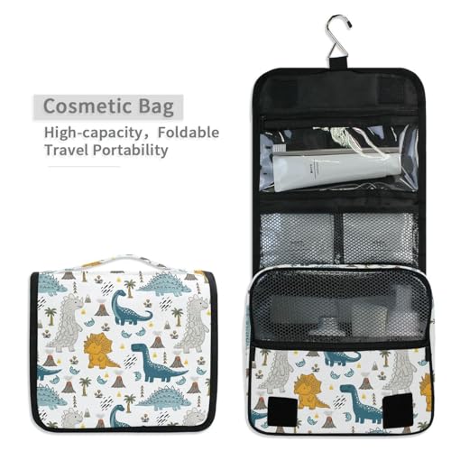 senya Hanging Travel Toiletry Bag Kit Makeup Case Cosmetics Organizer for Men Women - color: Kids Cartoon Dinosaurs