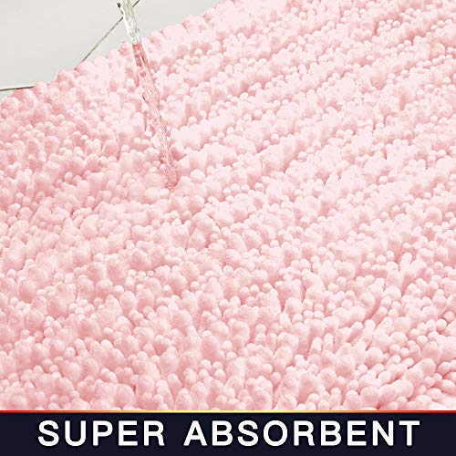 Walensee Bathroom Contour Rug Non Slip Toilet U Shaped Bath Mat (20x24, Blush) Water Absorbent Super Soft Shaggy Chenille Machine Washable Dry Extra Thick Perfect Absorbant Best Plush Carpet - color: Blush, size: 20"x24" Contour Rug