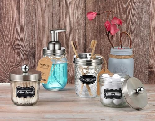 Amolliar Mason Jar Foaming Soap Dispenser, Plastic Soap Pump, Refillable Hand Soap Dispenser for Kitchen, Cute Farmhouse Decor, Dish Soap Dispenser, Bathroom Soap Accessories, Brushed Nickel 1 Pack - color: Brushed Nickel, size: 1 Pack