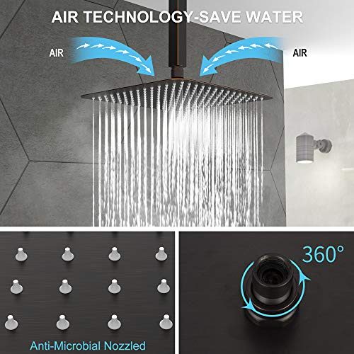SunCleanse Rainfall Shower Faucet Set Oil Rubbed Bronze Shower Combo Set for Bathroom with High Pressure 10 inch Shower Head with Handheld Shower Valves Shower Head and Handheld Ceiling Mounted - color: Oil Rubbed Bronze, style: 10-ceiling