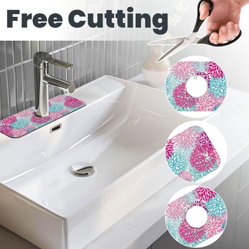 Dahlia Bright Flower 15" X 5.5" Kitchen Sink Splash Guard Faucet Faucet Guard Draining Mat Sink Splash Guard Faucet Kitchen Bathroom - color: Dahlia Bright Flower