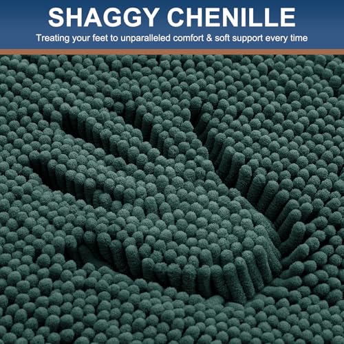 Smiry Luxury Chenille Toilet Rugs U-Shaped 20x20, Soft Absorbent Non-Slip Contour Bathroom Rugs for Toilet, Machine Washable Contoured Bath Mats, Green - color: Green, size: 20" X 20" Contour Rug