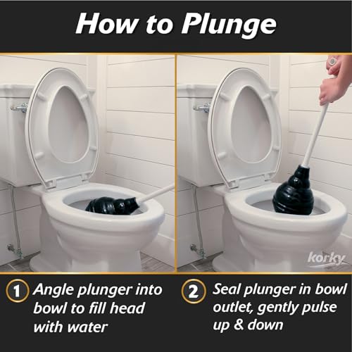 Korky BeehiveMAX Heavy Duty Toilet Plunger - Seals All Bowl Shapes – Powerful Clog Removal - style: Adjustable Handle