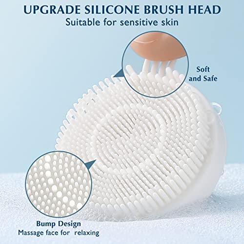 COSLUS Facial Cleansing Brush Silicone Face Scrubber: 2 in1 FBS-D Electric Exfoliating Device Waterproof Deep Cleaning Exfoliation Rotating Spa Machine - Electronic Skincare Wash Spinning System - color: Bright Rose, size: With 2 brush heads