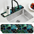 2 Pcs Kitchen Sink Splash Guard Faucet Mat Blue Gold Stones Pattern Faucet Mat for Sinks Absorbing Drying Mats for Kitchen Bathroom - color: Blue Gold Stones