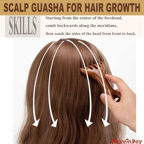 Head Massager Scalp, Wooden Scalp Massager, Foot Massage Tool | with storage pouch, natural Sandalwood, masajeador de cabeza, scalp massage for stress relax, foot massage for muscles relax