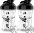 VELOMIX -2 Pack- 20 oz Protein Shaker Bottles for Protein Mixes - 2x Wire Whisk | Leak Proof Shaker Cups for Protein Shakes and Pre Workout | Protein Shaker Bottle Pack (Clear Prime) - color: A2) Clear Prime