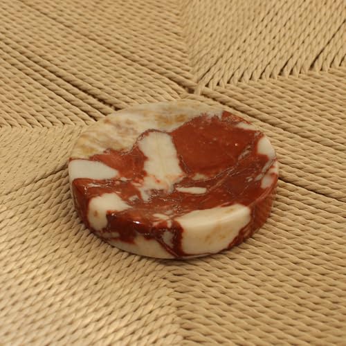 Natural Calacatta Red Marble Soap Dish, Round Small Jewelry Dish, Sponge Holder for Bathroom, Kitchen - color: Calacatta Red