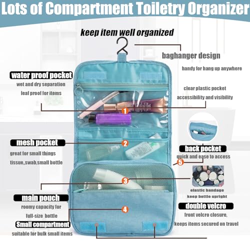L & FY Hanging Travel Toiletry Bag Women's Cosmetic Organizer Makeup Pouch Men's Shaving Kits With Handle (Denim Grey) - color: Denim Grey, size: Compact Size