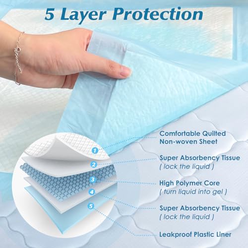 100 Count 22” x 22” Super Absorbency Disposable Underpads, Leakproof Quick Drying Disposable Pads for Baby, Puppy and Adults, Puppy Pads, Cat Pee Pads for Dogs, Potty Puppy Training Pads - size: 100 Count 22" x 22"