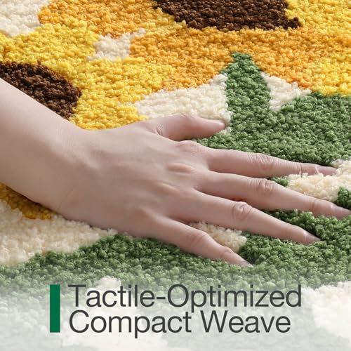 LUMI Bathroom Rug 20x32, Soft Absorbent Microfiber Bath Mats, Non-Slip Machine Wash Bath Mats for Bathroom, Shower and Bathtub Floor, Sunflower - color: E-amber Sunflower, size: 20"x32"