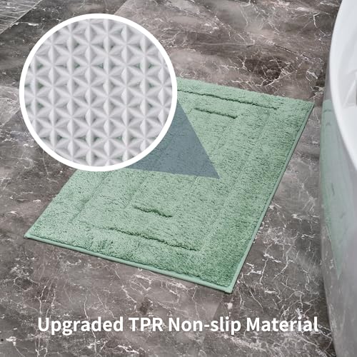Bathroom Rugs Sets 3 Piece, with 20" x 28" U-Shaped Toilet Rug, Ultra Water Absorbent and Super Soft, Non-Slip, Microfiber Shaggy Plush Bath Mats for Bathroom, Tub, Kitchen (Sage Green) - color: Sage Gree