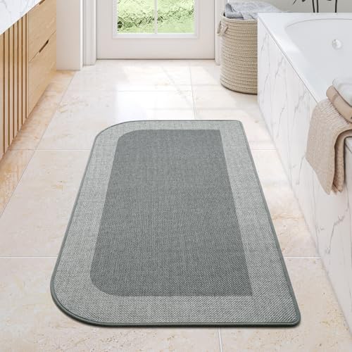 YDKGL Bathroom Runner Rug, Thin Bath Mat Non Slip Washable Large Bathroom Rugs, Rubber Backing Quick Dry for Floor, Tub and Shower, Grey 24x48 - color: A-grey, size: 24"x 48"