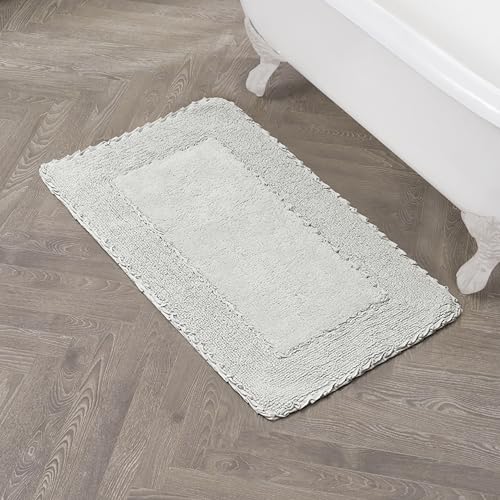 Laura Ashley Ruffle Border Light Grey 27"x 45" 100% Cotton Bath Rug - color: Light Grey, size: 2'3" x 3'9" (Rectangular)