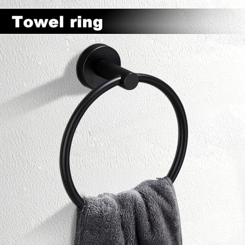 10sets Towel bar Sets, Includes 2Pcs 23.6 inch Towel bar,2Pcs Towel Hook,2Pcs Towel Ring,2Pcs Toilet Paper Holder-Matte Black - color: Matte Black, size: 10pack-23.6inch