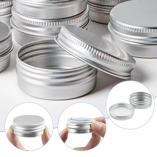 TUZAZO 12Pack 1/2 Oz Aluminum Tin Cans with Screw Lid and Labels, Refillable Travel Sized Cosmetic Containers Small Tins for Lip Balms, Salves, Lotion Bars, Candles - size: 0.5oz*12