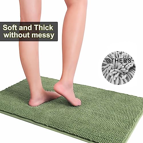 Urvoix Bathroom Rugs Sets 3 Piece, Non-Slip Chenille Bath Rug - Ultra Soft, Washable, Super Absorbent Bath Mat for Bathroom, Toilet and Tub (Sage Green) - color: Sage Green