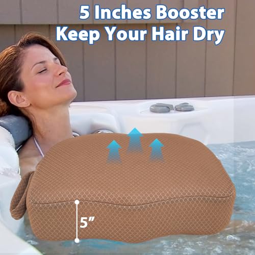 AEROiVi Hot Tub Booster Seat for Adults, 5 Inch Thick Supportive Cushion with Non-Slip Bottom, Weighted for Quick Sink Without Float, Spa Booster Seat for Hot Tub (Including Inflatable), Pool, Bathtub - color: Brown