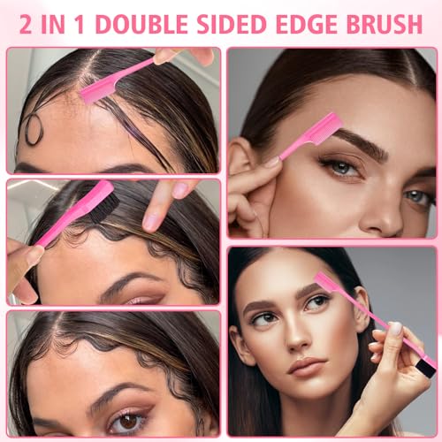 Slick Back Hair Brush for Smooth Flyaways, Frizz, Sleek Ponytail, Buns and Edge Baby Hair | Slickback Brushes Hair Comb, Edge Brush, Teasing Brush Styling Accessories for Girls, Kids, Women & Men