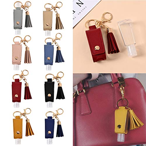 Empty Travel Bottle Keychain Hand Bottle Holder 30ml Squeeze Bottle Refillable Containers for Toiletry Shampoo Wine Red - color: Wine Red