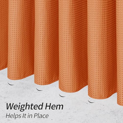 MitoVilla Orange Shower Curtain with Snap-in Liner, Modern Weave Fabric Shower Curtain for Luxury Hotel & Spa Bathroom Decor, 72 x 72, Burnt Orange - color: Orange, size: 72"W x 72"L (Pack of 1)