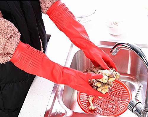 Rubber Cleaning Gloves Kitchen Dishwashing Glove 3-Pairs,Waterproof Reuseable.(Medium) - size: Medium (Pack of 3)