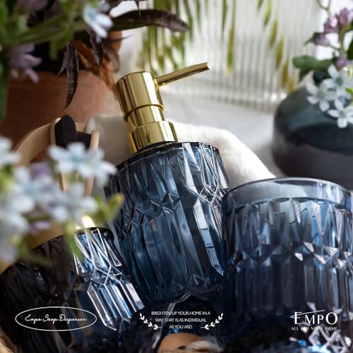 EMPO Clear Glass Soap Dispenser with ABS Plastic Pump, Lotion Dispensers for Kitchen, Bathroom (2pack Blue) - color: 2pack Blue