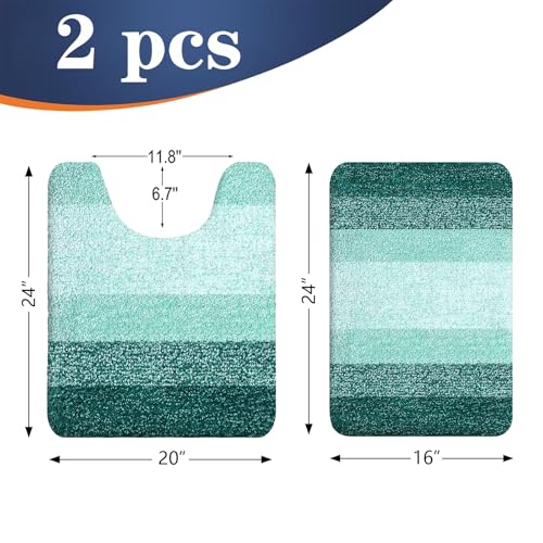 OLANLY Bathroom Rug Set 2 Piece, Soft Absorbent Microfiber Bath Mats and U-Shaped Contour Toilet Rug, Non-Slip, Machine Wash Dry, Plush Shaggy Bath Mats for Bathroom (24"x16"+24"x20", Blackish Green) - color: Blackish Green, size: 24" X 16" + U24" X 20"