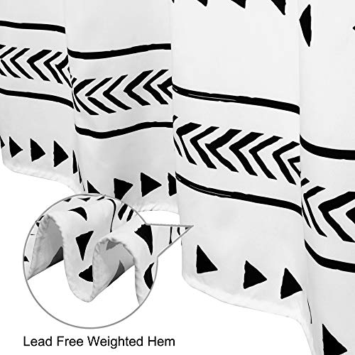 Uphome Extra Long Fabric Shower Curtain for Bathroom, Black and White Boho Shower Curtain Set Chic Triangle Geometric Tassel Cloth Bath Curtains, Waterproof Machine Washable for Modern Bathtub 72 x 78 - color: White, size: 72"W x 78"L (Pack of 1)