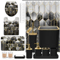 XLHOMO Bathroom Set - 26PC Bathroom Set with Shower Curtain and Rugs, Bathroom Accessory Set, Black Bathroom Accessories Set, Trash Can & Soap Dispenser - style: Black&Gold