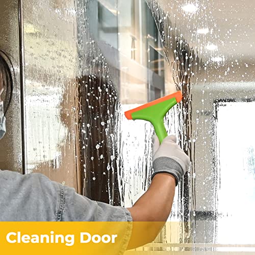 Gomake Small Silicone Squeegee Window Shower Squeegee,Auto Water Blade Squeegee for Shower Glass Door,Car Windshield, Window, Mirror, Bathroom,Countertop Cleaning - color: Green+orange