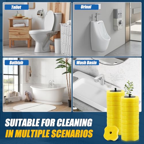 50PCS Toilet Bowl Wand Refills, Replacement Heads for Bathroom Washroom Cleaning Pads, Disposable Toilet Brush Refills Compatible with Household Brushe Scrubber Cleaning Refill, Lemon Fresh Yellow