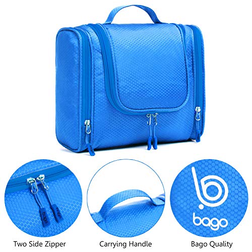 Bago Travel Toiletry Bag for Women and Men X-Large Waterproof Hanging Large Toiletry Bag for Bathroom and Travel Bag for Toiletries Organizer -Travel Makeup Bag (Blue) - color: Blue, size: X-Large