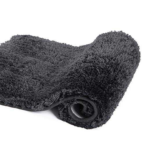 Walensee Bath Mat, High Pile Microfiber Bathroom Rug, Non-Slip, 16 x 24, Black - color: Black, size: 16" x 24"