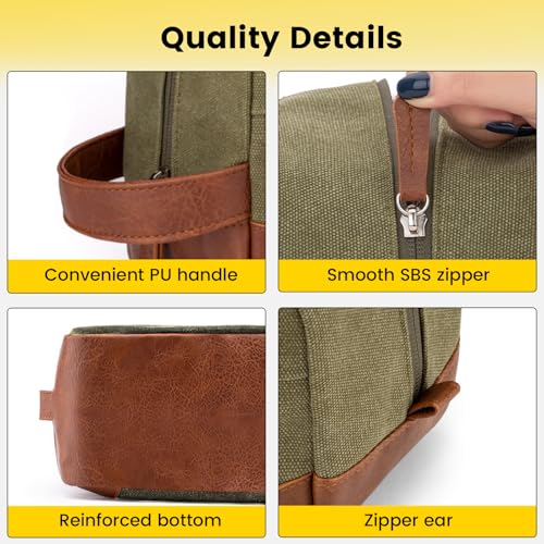 Vorspack Travel Toiletry Bag - Hanging Toiletry Bag for Men Water Resistant Canvas Shaving Bag with Large Capacity for Travel - Green - color: Green, size: Medium