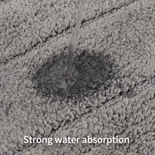 Bathroom Rugs Sets 3 Piece, with 20" x 28" U-Shaped Toilet Rug, Ultra Absorbent and Super Soft Touch, Non-Slip, Microfiber Plush,Rectangular Pattern, Quick Dry Bath Mats for Bathroom, Tub, Bedroom - color: Dark Grey