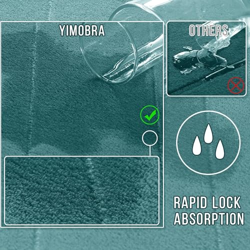 Yimobra U-Shaped Toilet Bath Mat Set 2 Piece - Super Soft Absorbent Quick Dry Memory Foam Bathroom Rugs, Machine Washable Non Slip Floor Carpet for Tub Shower & Single Sink (17x24 & 24x20, Teal) - color: Teal, size: 24x17+24x20 Inch