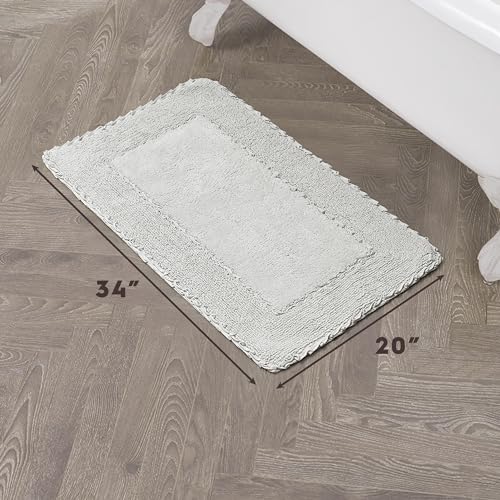 Laura Ashley Ruffle Border 100% Cotton Bath Rug, Light Grey, 20"x 34" - color: Light Grey, size: 1'8" x 2'10" (Rectangular)
