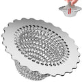 Kitchen Sink Drain Strainer, Patented 304 Stainless Steel Reversible Mesh Strainer with Flexible Chain, Handcrafted Anti-Clog Garbage Disposal Tool, Easy to Clean - 1 Pack
