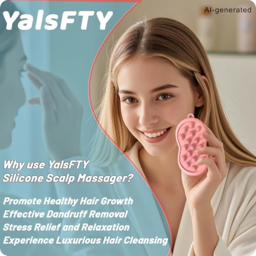 YalsFTY Silicone Scalp Massager Shampoo Brush – Ergonomic, Waterproof Scalp Scrubber for Hair Growth & Dandruff Removal – Ideal for Wet & Dry Hair Care