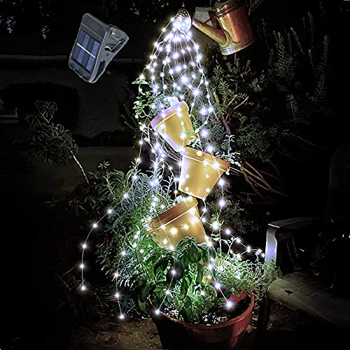 ANGMLN Solar Garden Lights Outdoor, Solar Watering Can Lights Garden Decor Gifts for Grandma Mom, Waterproof Hanging Lantern with String Lights Yard Decoration (Cool White-No Can) - color: Cool White Waterfall
