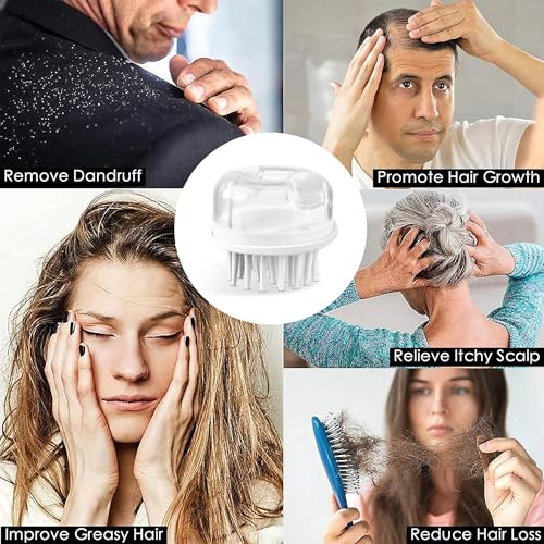 Silicone Scalp Massager, Manual Hair & Scalp Scrubber Shampoo Brush for Dandruff, Buildup, Itch, & Hair Growth - Soft Exfoliating Silicone Bristles for Wet & Dry Hair (Grey)
