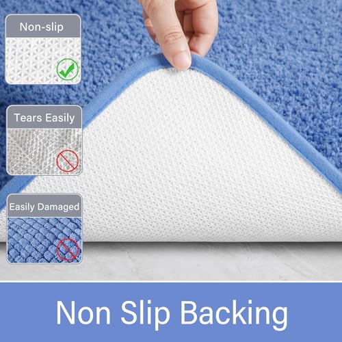 LOCHAS Bathroom Rug Runner 24x60 Inch, Soft Thick Absorbent Microfiber Bath Rugs for Bathroom, Machine Washable, Shaggy Plush Non Slip Bath Mat for Tub, Shower Floor, Quick Dry Mats, Blue - color: Blue, size: 60x24 inch (Rectangular)
