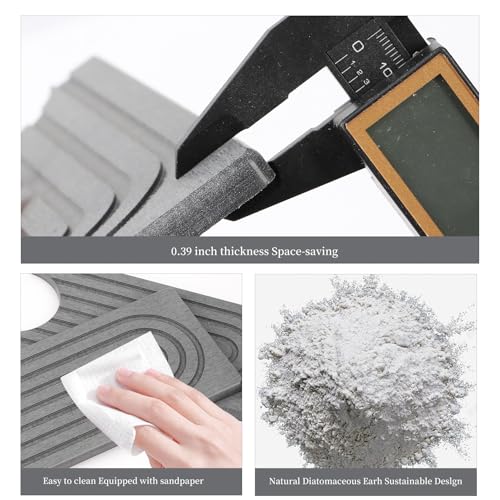 Stone Faucet Mat For Kitchen Sink, 15.8 Inch Super Absorbent Splash Guard for Kitchen Sink Quick Dry Water Absorbing, Non-Slip Stone Tray for Kitchen Counter