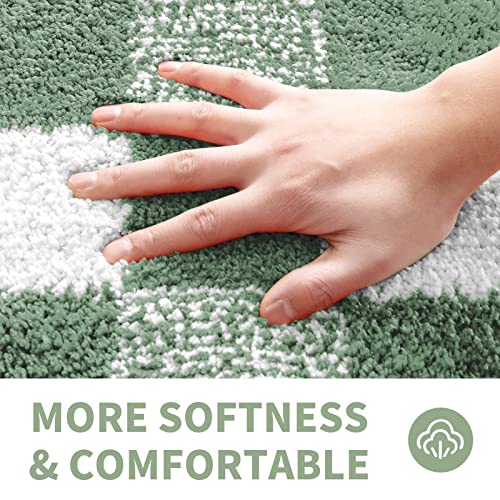 CozeCube Bath mats for Bathroom Non Slip, Fluffy Absorbent Microfiber Bath mat Washable, Aesthetic Bathroom Rugs, Cute Sage Green Checkered Bath mat, Sage Green, 32" x 20" - color: Checkered-sage Green, size: 2'8" x 1'8" (Rectangular)