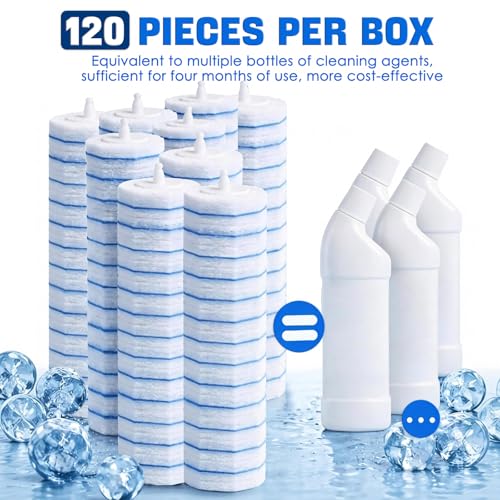 120 Count Toilet Stick Refills,Disposable Toilet Brush Refills Compatible with Clorox Toilet Stick,Upgrade Fiber Cleaner Heads,Secure Lock No Slip,Odor Neutralizing(Not Included Brush Rod) - size: 120 Count