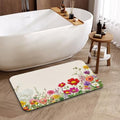 Wildflowers Plants Bathroom Rug, Rapid Dry Absorbent with Non-Slip Rubber Base Bath Mats for Bathroom 17"x30" - color: Wildflowers Plants